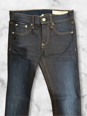 rag & bone Women's Skinny Dark Indigo Jeans with Gold Stitching
